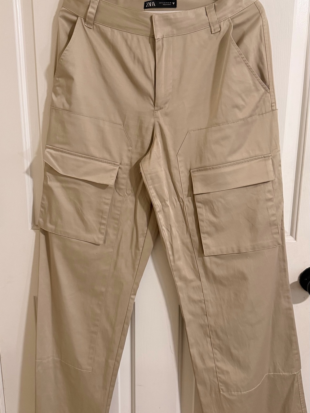 Zara women satin Khaki Cargo Pants